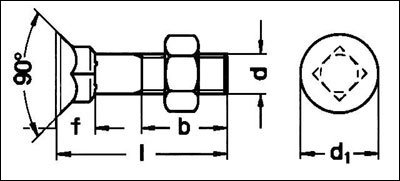 DIN 608 - Countersunk Square Bolts (Short Neck) 